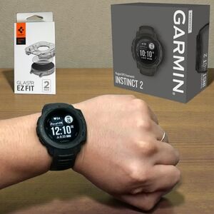 Garmin Instinct 2 Rugged GPS Black Smartwatch 45mm + New Spigen Screen Protector